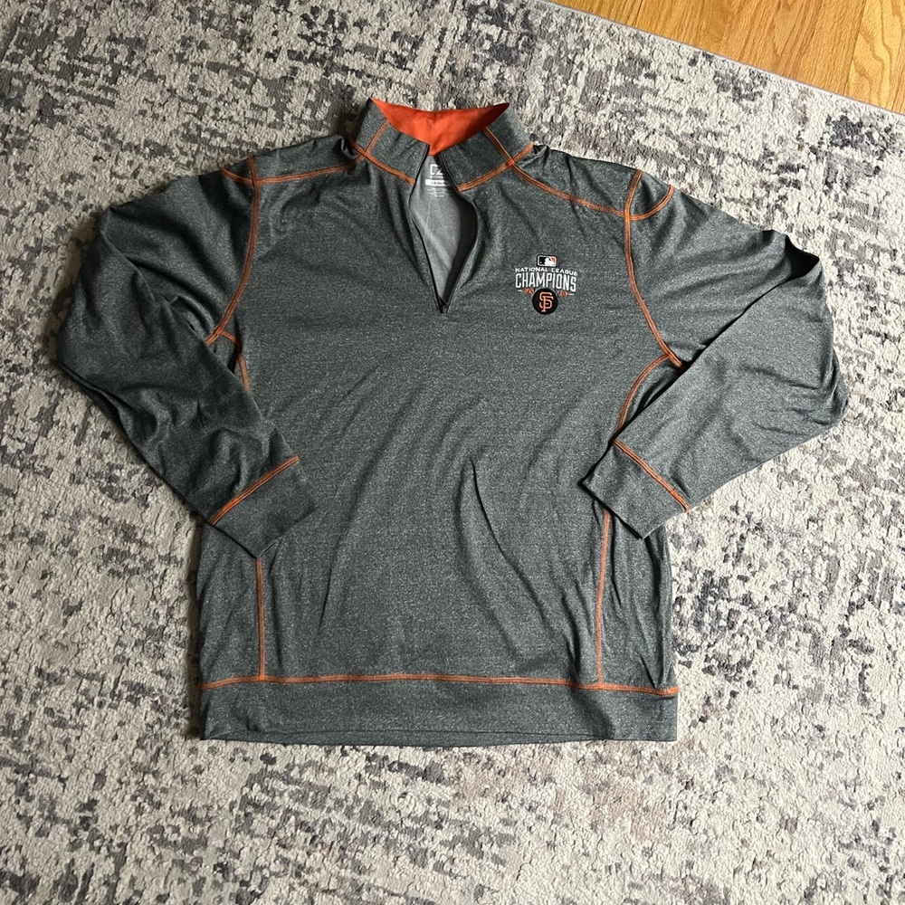 Cutter & Buck Mens Gray Long Sleeve Performance Shirt Orange Accents Athleisure